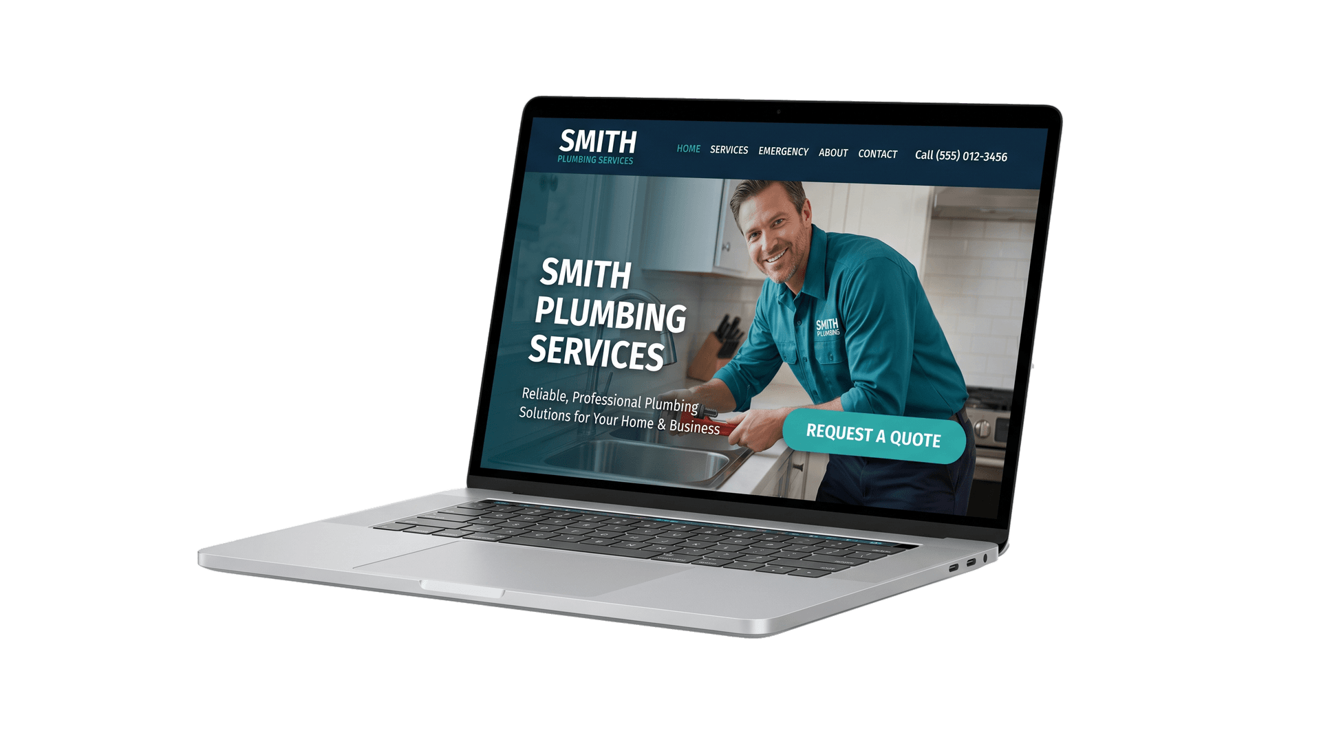 Plumbing website on a laptop
