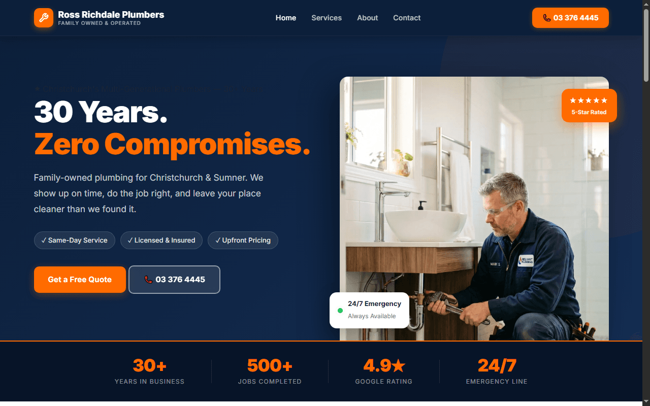 Ross Richdale Plumbers website